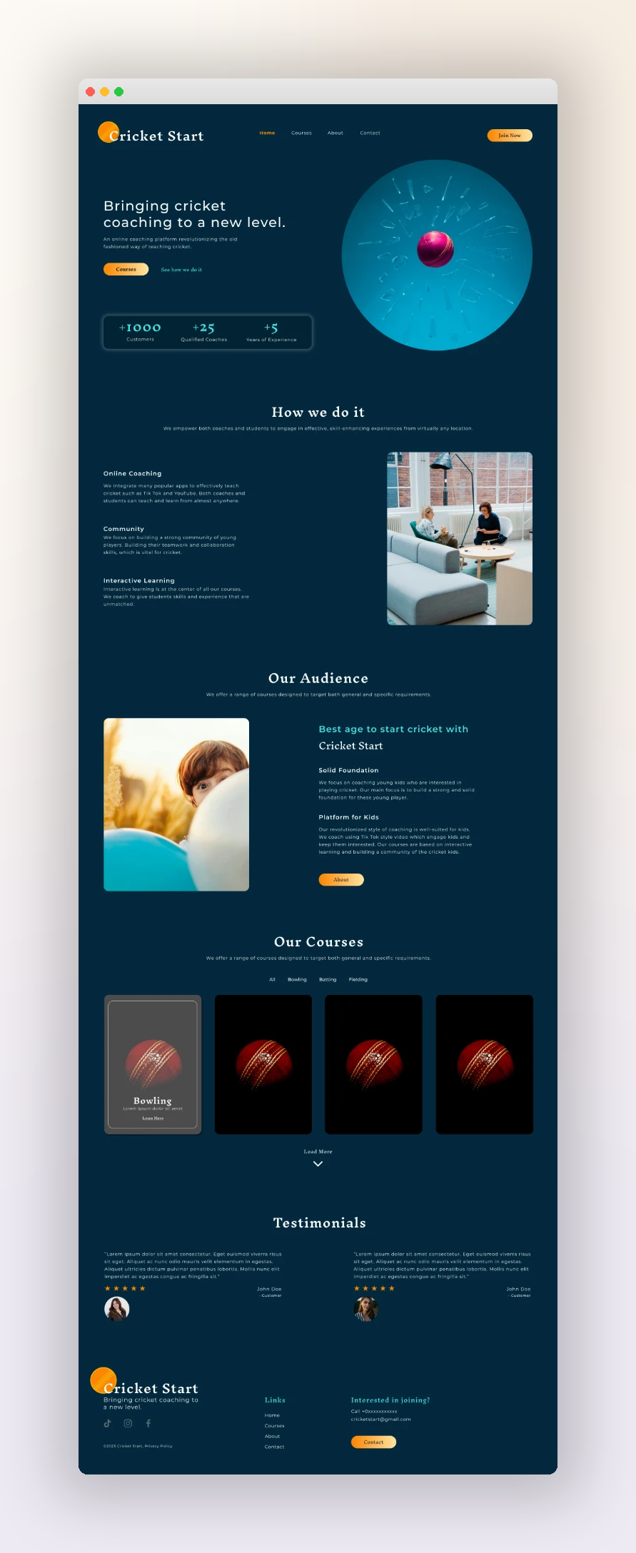 Cricket Start Homepage project preview